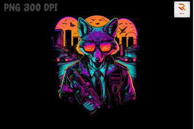 Synthwave Retro Gangster Fox 6