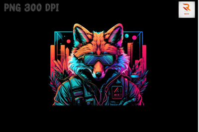 Synthwave Retro Gangster Fox 13