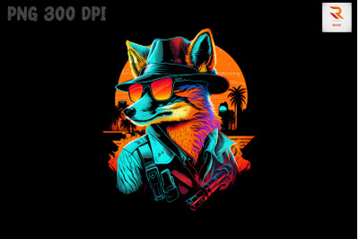 Synthwave Retro Gangster Fox 17