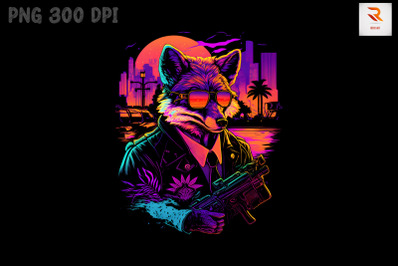 Synthwave Retro Gangster Fox 18