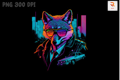 Synthwave Retro Gangster Fox 19