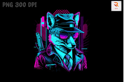 Synthwave Retro Gangster Fox 20