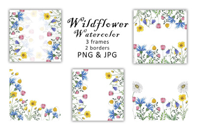 Watercolor Frames Clipart Wildflower PNG