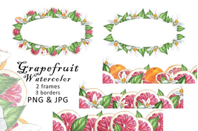 Watercolor Border Clipart Fruits Flowers