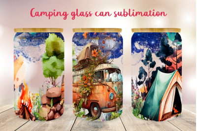 Camper glass can wrap Travel libbey can sublimation png