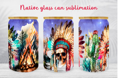 Native American glass can wrap Boho libbey can sublimation