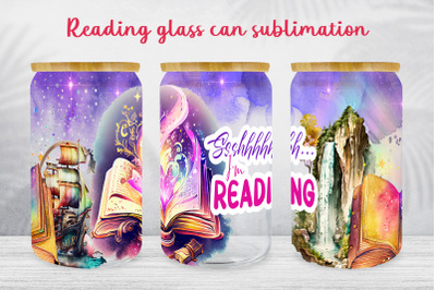 Book glass can wrap design Reading beer can sublimation png