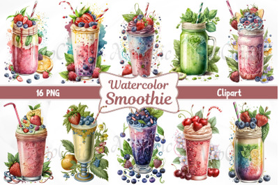 Watercolor Smoothie Clipart Sublimation