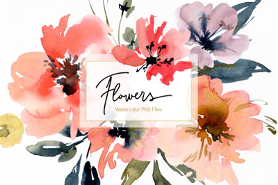 Bright Watercolor Simple Flowers Png
