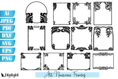 Art Nouveau Frames Art Deco Elements SVG