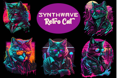 Synthwave Retro Gangster Cat Bundle