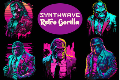 Synthwave Retro Gangster Gorilla Bundle