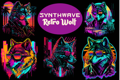 Synthwave Retro Gangster Wolf Bundle