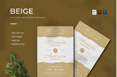 Beige - Wedding Invitation