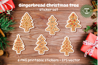 Gingerbread Christmas tree sticker set