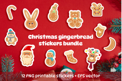 Christmas gingerbread stickers bundle