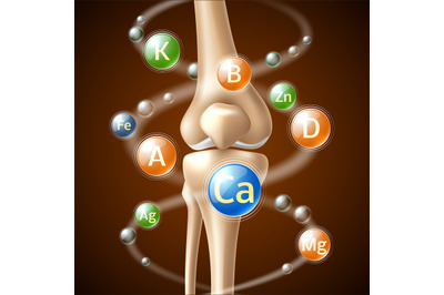 Realistic calcium. Benefits for human bones&2C; different flying chemical