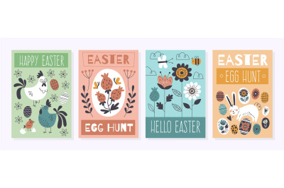 Funny easter congratulations cards. Happy spring holiday posters colle