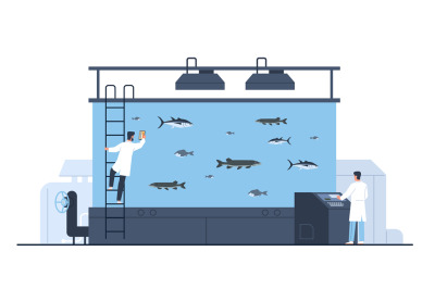 Fish farm concept. Seafood aquaculture, valuable breeds artificial bre