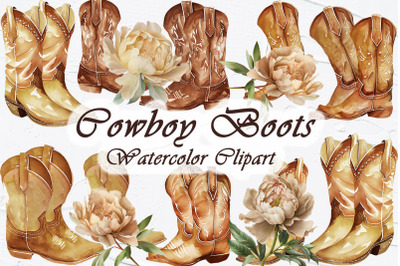 Floral Cowboy Boots Clipart