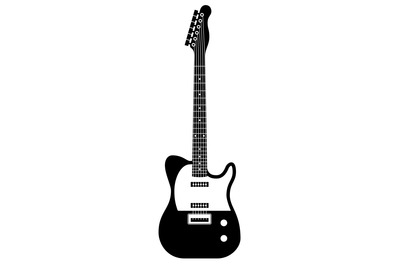 Guitar silhouette. Black and white string classical musical instrument