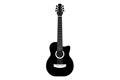 Acoustic guitar silhouette. Black string classical musical instrument