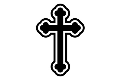 Christian cross. Black and white silhouette. Religion catholic symbol&2C;