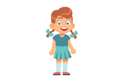 Cute girl. Happy character in colorful casual clothes, school or kinde