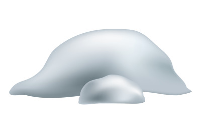 Snow cap. Realistic winter snowy element. Snowfall pile on roof, chris