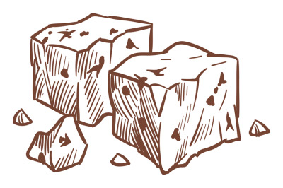 Feta chesse cubes sketch. Goat dairy product