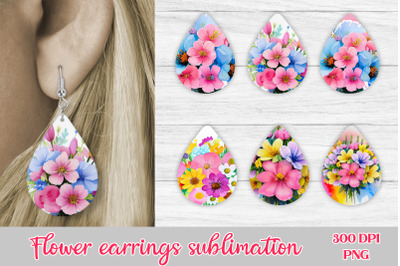 Flower earring sublimation | Flower teardrop earring
