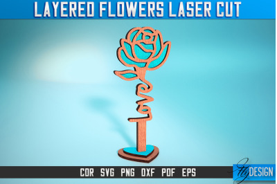 Layered Flower Laser Cut SVG | Laser Flower SVG Design | CNC Files