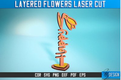 Layered Flower Laser Cut SVG | Laser Flower SVG Design | CNC Files