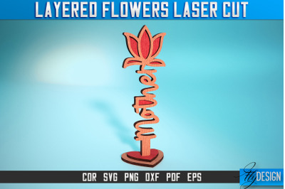 Layered Flower Laser Cut SVG | Laser Flower SVG Design | CNC Files