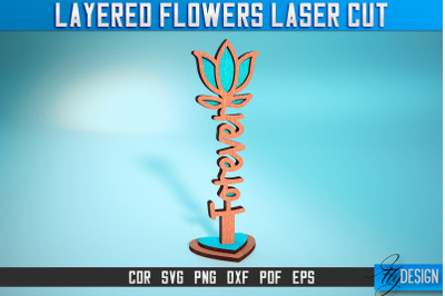 Layered Flower Laser Cut SVG | Laser Flower SVG Design | CNC Files