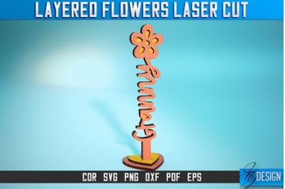 Layered Flower Laser Cut SVG | Laser Flower SVG Design | CNC Files