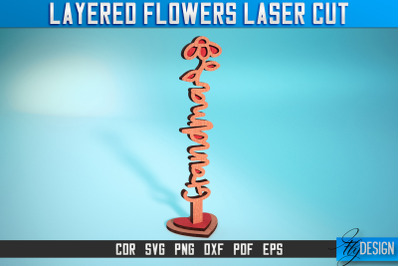 Layered Flower Laser Cut SVG | Laser Flower SVG Design | CNC Files