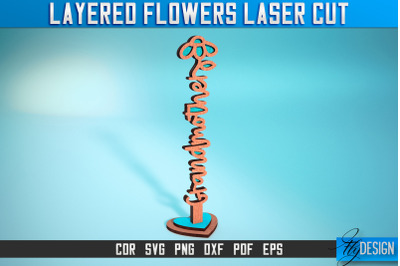 Layered Flower Laser Cut SVG | Laser Flower SVG Design | CNC Files