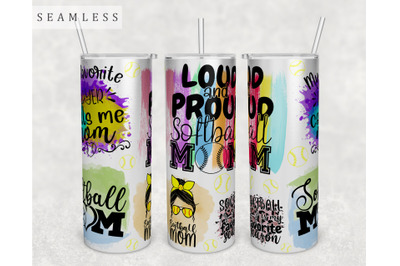 Softball Mom Tumbler Wrap, 20 Oz Skinny Tumbler Softball Mom PNG