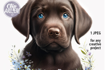 Cute Baby Brown Lab Dog Nursery Art JPEG Image Illustration Home Decor