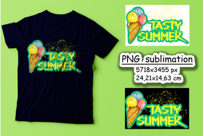 Tasty Summer. Watercolor Ice-cream PNG Sublimation