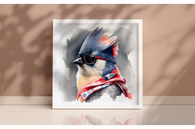 4th of July Tufted Titmouse Bird