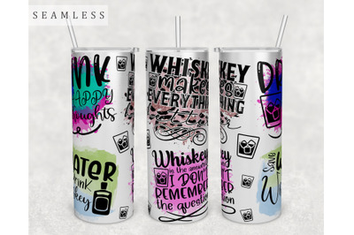 Whiskey Quotes Tumbler Wrap, 20 Oz Skinny Tumbler Whiskey Sayings PNG