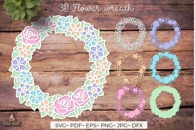3d Wreath flowers | Floral door sign layered template