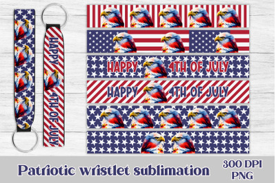 Wristlet keychain patriotic eagle | Key fob wristlet