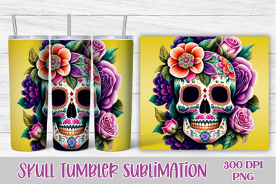 Sugar skull tumbler wrap | Skull sublimation tumbler