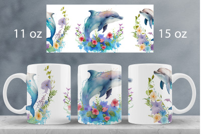 Ocean mug wrap design Underwater mug sublimation png