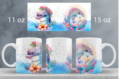 Ocean mug wrap design Underwater mug sublimation png