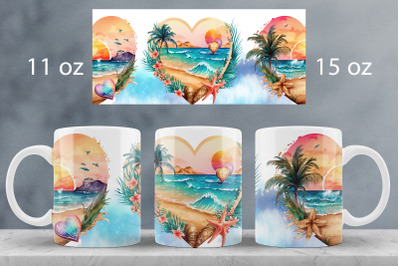 Summer mug wrap design Beach truck mug sublimation png