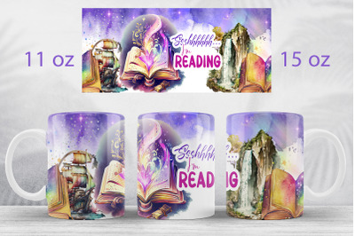 Book lover mug wrap design Reading mug sublimation png